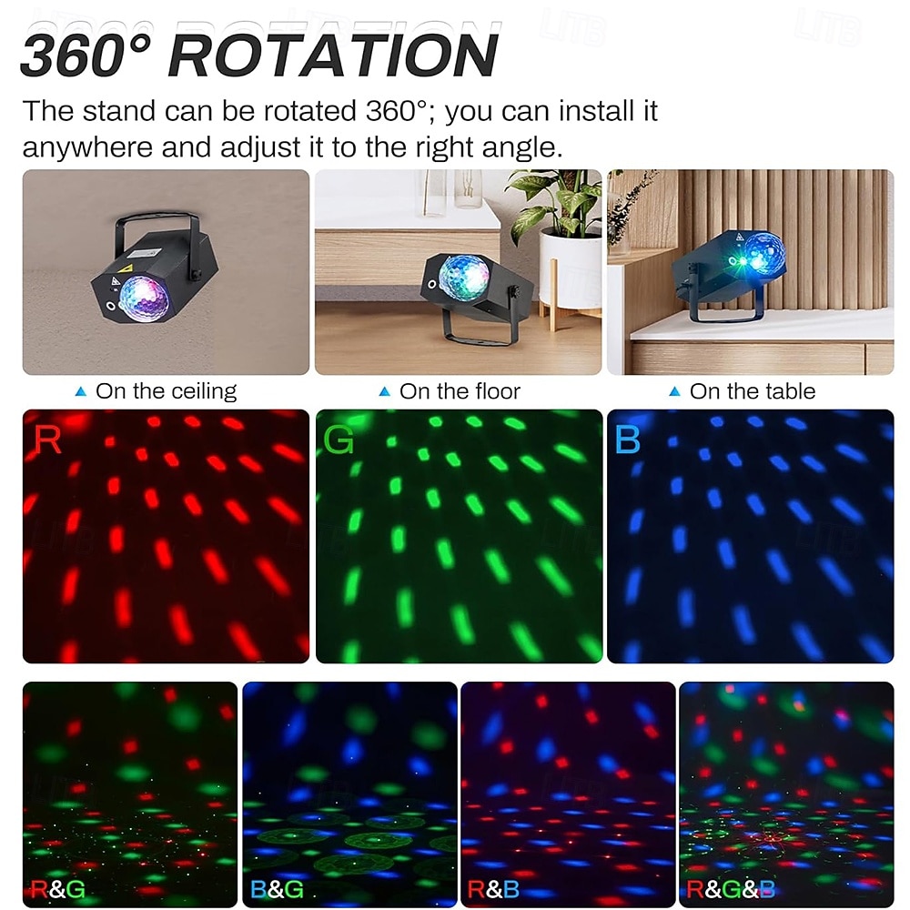 DJ Laser Party Lights Disco Light with RGB Strobe Light Show Music Sound Activated/Remote Control for DJ Parties Stage Karaoke Club Home Birthday 2026 - $62.99 –P4
