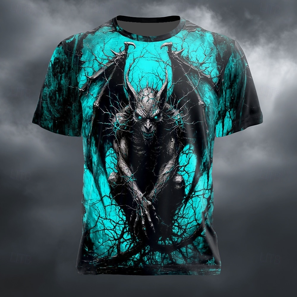 Herre 3D Print 3D Djevel T skjorte Kortermet T skjorte 3D-utskrift Crew-hals Skjorte overdrevet Designer Skummelt Klubb Fest Gate Sjøblå Rød Lilla Sommer Vår Alle årstider Klær S M L XL XXL XXXL 2026 - $22.99 –P4