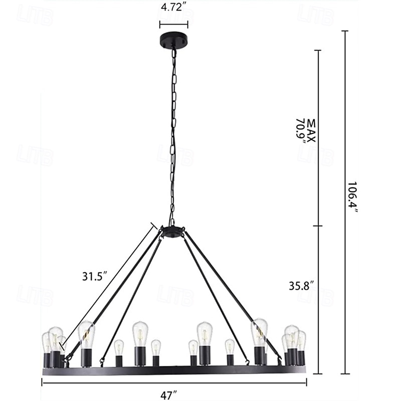 lampadario a led nero su ruote 20-luce grande lampadario rustico rustico di campagna lampada industriale per sala da pranzo soggiorno cucina isola foyer corridoio del 2026 a $469.49 –P6