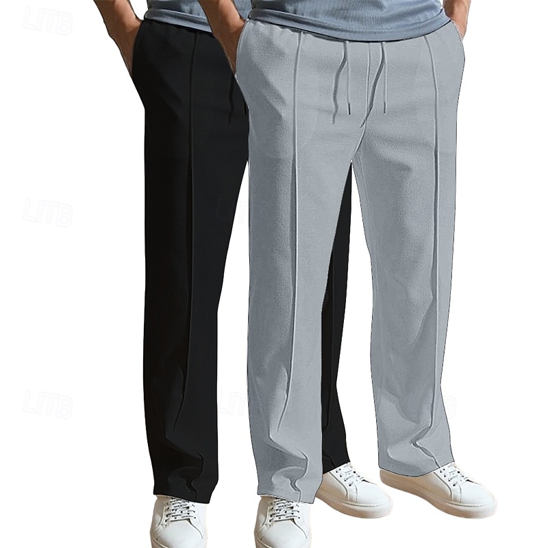 Men's Sweatpants Joggers Trousers Baggy Pants Straight Leg Sweatpants Drawstring Elastic Waist Multi-pack Plain Comfort Breathable Full Length Outdoor Daily Going out Fashion Ethnic Style White+Khaki 2026 - $29.99 –P7
