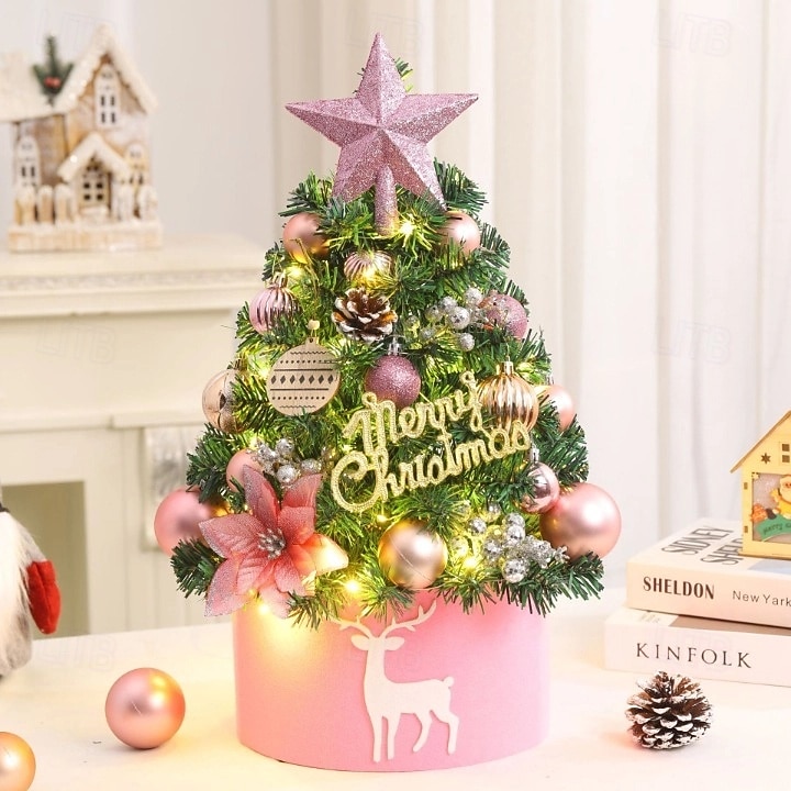 Tabletop Christmas Tree 45cm with Lights, Small Tabletop Christmas Tree with Lights Artificial Christmas Decorations Desk Kid Room Office Home Decor Xmas 2025 - CAD $19.99 –P3