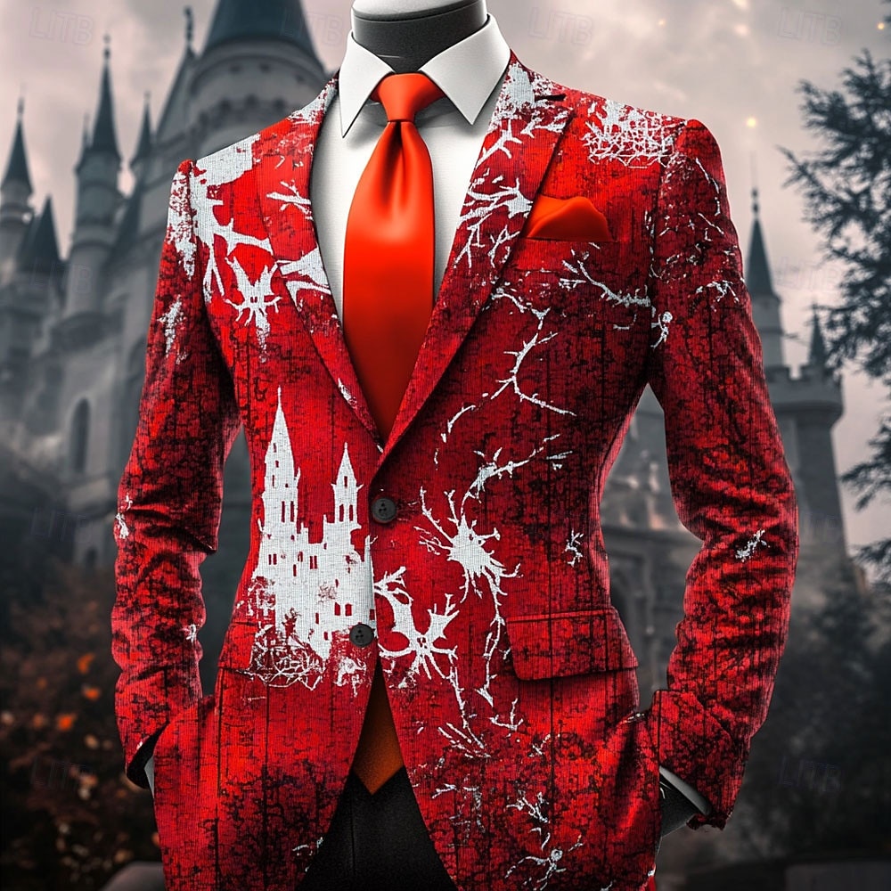 Halloween Муж. Графика Пиджак Удобный Художественный На каждый день Вечерние наряды Повседневные фестиваль 3D печать Пуговицы Мульти карман Весна Наступила зима Плоский воротник Длинный рукав 2025 - $62.99 –P4