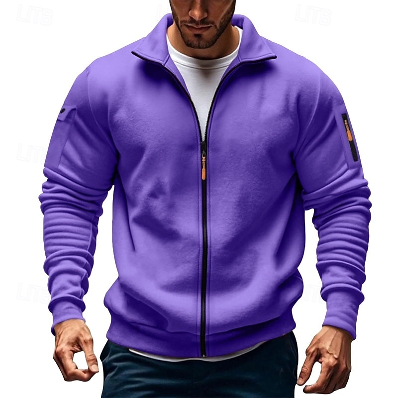 Per uomo Felpa con cappuccio Felpa con cappuccio a zip intera Felpa con cappuccio in pile Felpa con cappuccio tattica Nero Bianco Verde militare Rosso Borgogna Colletto Mao Semplice Cerniera Sport del 2025 a $27.99 –P11