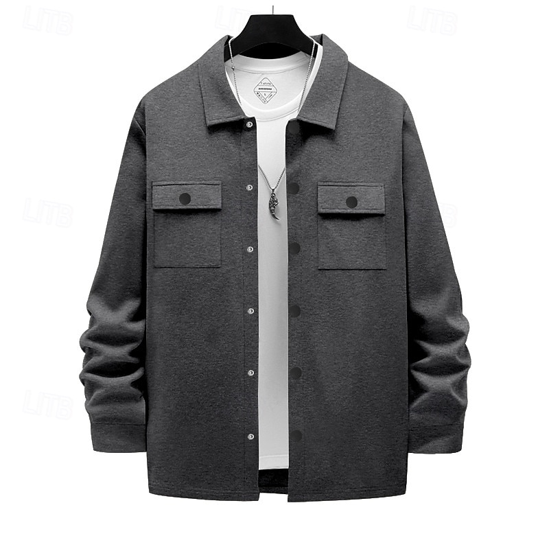 Per uomo Giacca Leggera Giacca Cargo Giacca Casual Vacanza Quotidiano Caldo Tasca Primavera Autunno Semplice Moda Classico Bavero Regolare Nero Rosso Cachi Grigio chiaro Grigio scuro Giacca del 2025 a $24.99 –P10
