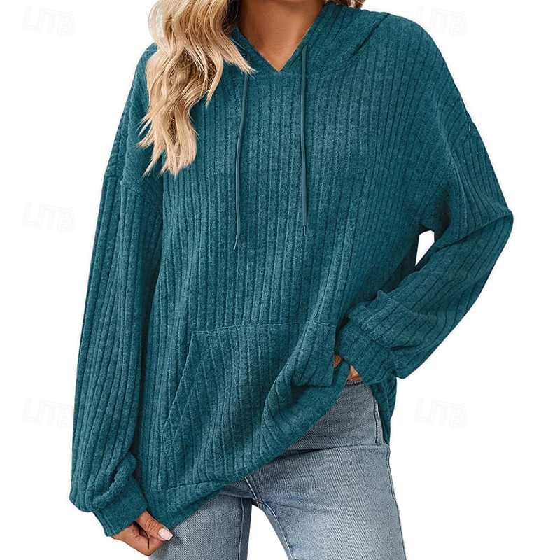 Dam Pullover Hoodie Sweatshirt Slät Ledigt Långärmad Huva Vanliga toppar Gata Helgdag Ficka Ljusgrön Vin Ljuslila Kaki Armégrön Höst Vinter 2025 - $21.99 –P8