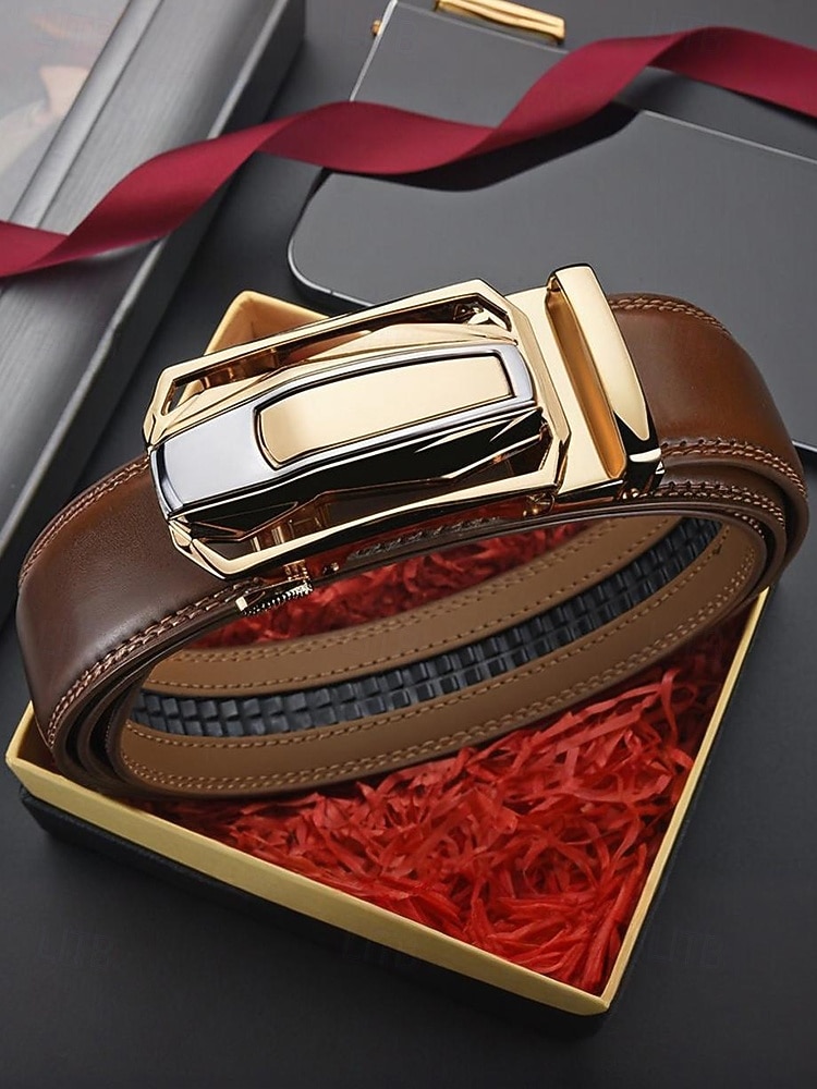 Herrebelte i ekte skinn med bilspenne – luksuriøst automatisk skrallebelte til dress for forretnings-, fritids- og formell bruk 2025 - $18.99 –P6