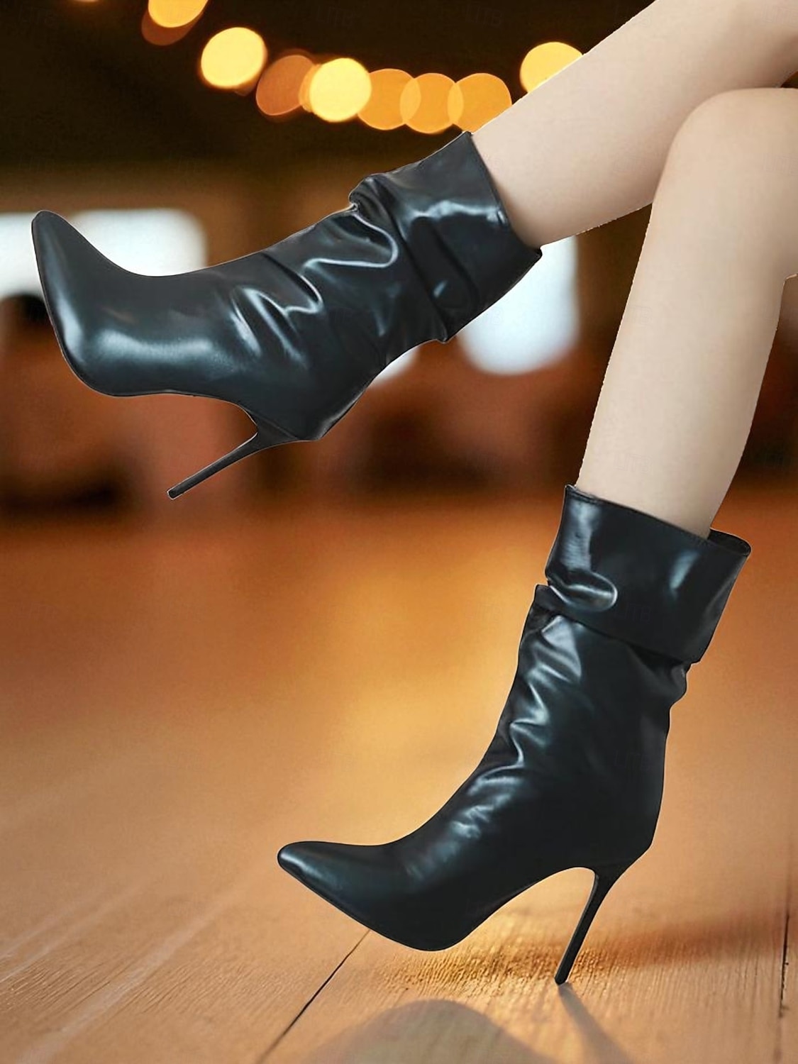 Bottines souples en similicuir noir pour femme - Chaussures de soirée à bout pointu et talon aiguille haut pour la vie nocturne et les soirées en boîte de 2025 ? $54.99 –P6