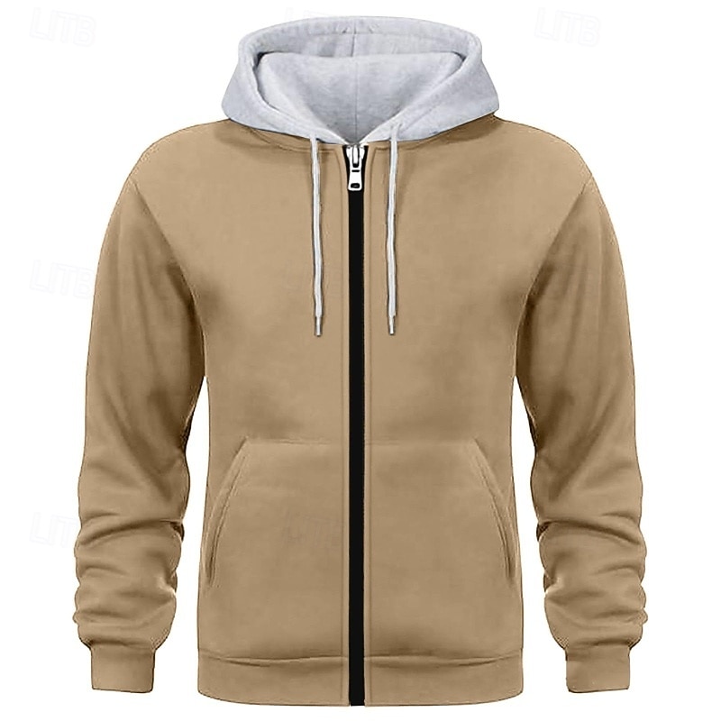 Per uomo Felpa con cappuccio Felpa con cappuccio a zip intera Rosso bordeaux Nero Bianco Blu marino Cammello Con Cappuccio Semplice Patchwork Blocco di colore Sport & Outdoor Casuale Quotidiano del 2025 a $27.99 –P1