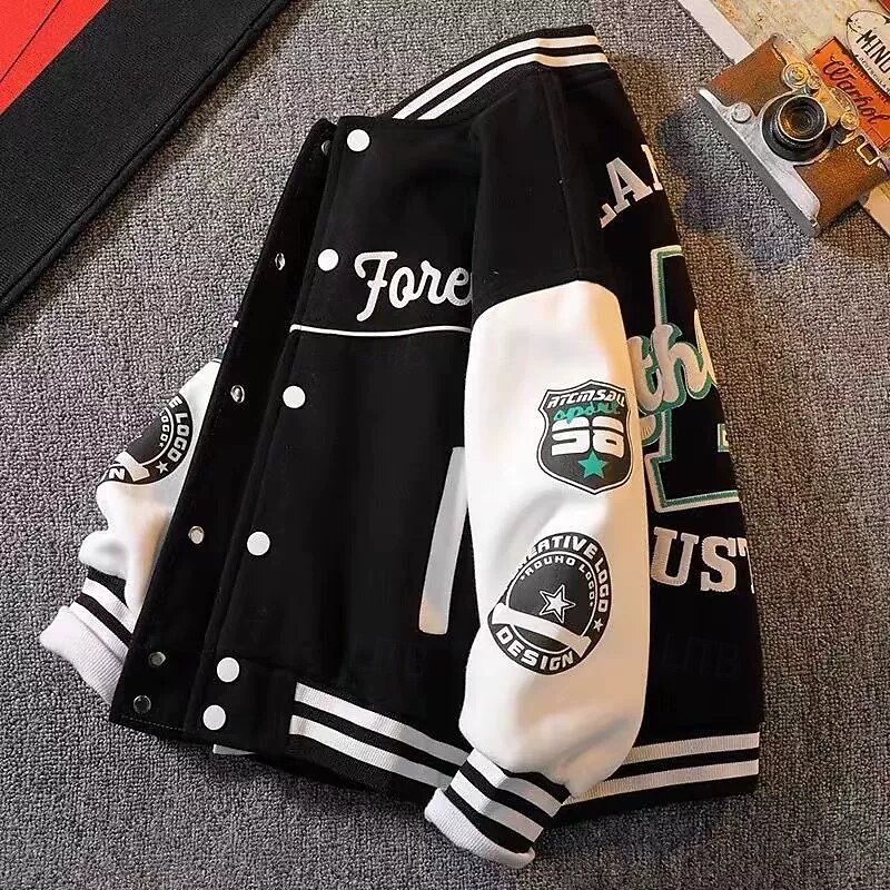 Barn Unisex Baseballjackor Ytterkläder Färgblock Långärmad Komfort Knappar Mjukt Täcka Utomhus Mode Dagligen Svart Grön Vår Höst 4 år + 2025 - $20.99 –P1