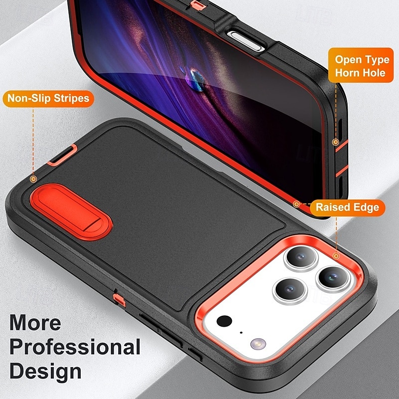 2025年 電話 ケース 用途 iPhone 17 Air 16 15 14 Pro Max Plus 16e 13 Pro Max バックカバー キックスタンド 耐衝撃 レトロ風 TPU PC コレクション – $10.99 –P1
