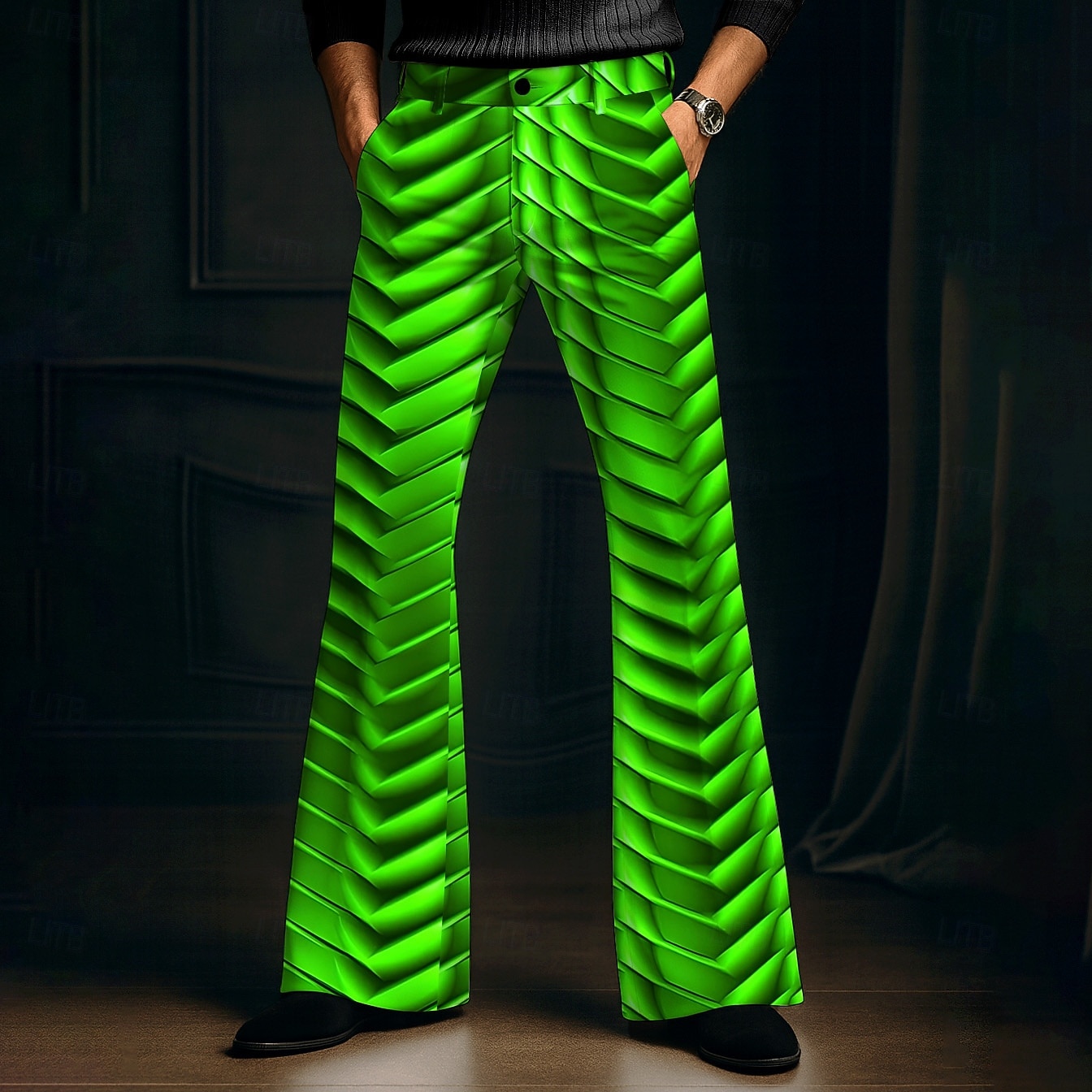 Men's Optical Illusion Geometric Pattern Disco Pants 60s 70s Bell Bottoms Mid Waist Western Vintage Retro Outdoor Vacation Casual Side Pockets Flared Leg Pants Trousers Spring Fall 3D Print Blue 2026 - $29.99 –P3