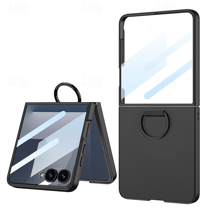 Phone Case For Samsung Galaxy Z Flip 7 Back Cover Full Body Protective Ring Buckle Shockproof Retro PC 2025 - $15.99 –P15