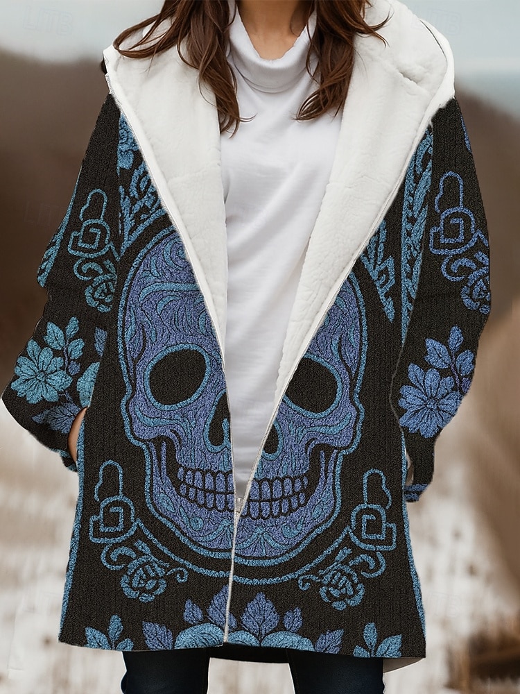 Mulheres Casaco de inverno Jaqueta de Inverno A Prova de Vento Manter Quente Zíper Bolsos Forrada com Fleece Abertura Frontal Casual Caveiras Ao ar livre Férias Casa Casual Longo Com Capuz Normal de 2025 por $52.99 –P2