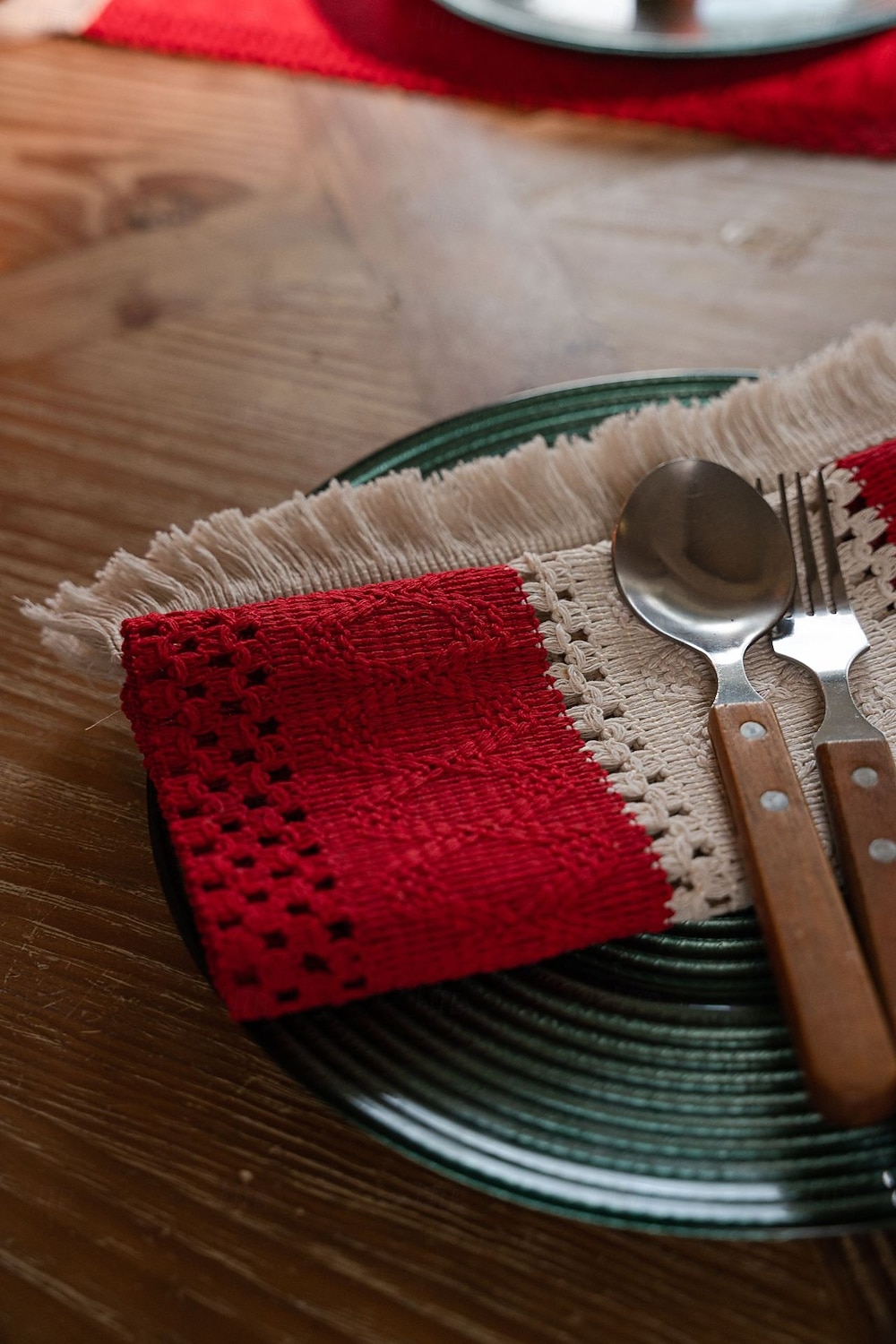 дорожка для стола из хлопка и льна в американском стиле, полосатая двухцветная ткань с кисточками, натуральный материал, праздничное украшение 2026 - $8.49 –P7