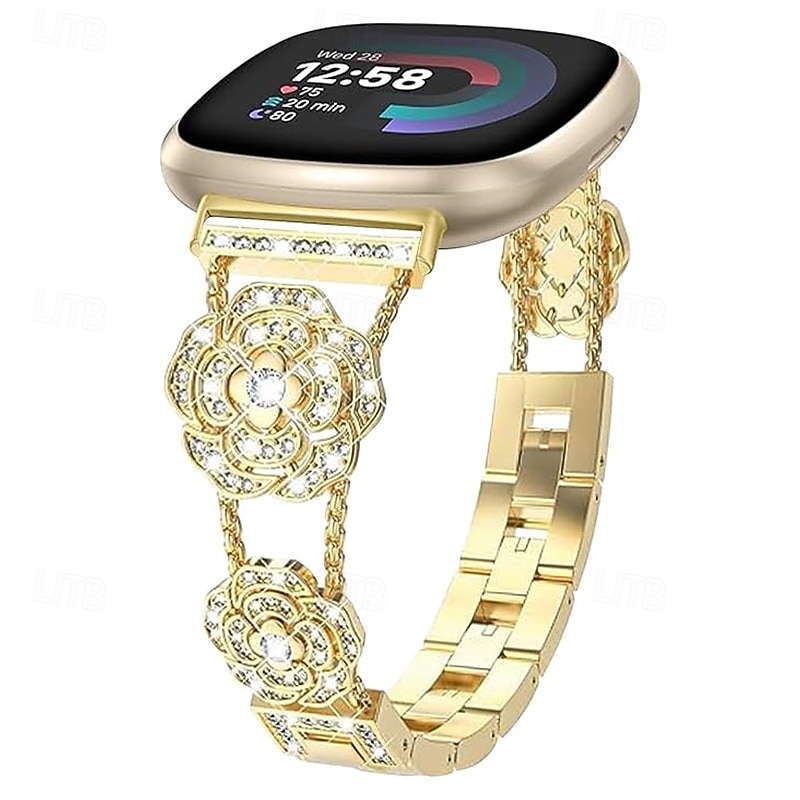 2025年 スマートウォッチバンド と互換性があります Fitbit Versa 4, Sense 2, Versa 3, Sense Versa 2 / Versa Lite / Versa SE / Versa ラインストーン スマートウォッチ ストラップ 女性 グリッター素材 ブリンブリンダイヤモンド ジュエリーブレスレット 置換 リストバンド  コレクション – $21.99 –P5