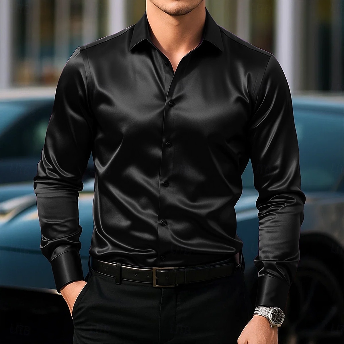 Per uomo Camicia Camicia in raso Camicia casual Camicia con Bottoni Semplice Formale Matrimonio Nero Bianco Vino Blu marino Manica Lunga Bavero Primavera & Autunno Tutte le stagioni Abbigliamento del 2025 a $23.99 –P9