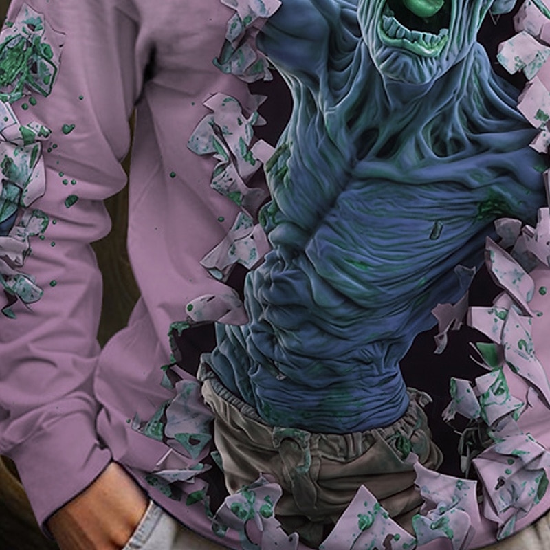 Halloween pojkars t-shirt med 3D-dödskalle långärmad vår höst mode grundläggande barn 4-12 år rund hals utomhus casual daglig normal passform 2025 - $13.99 –P6