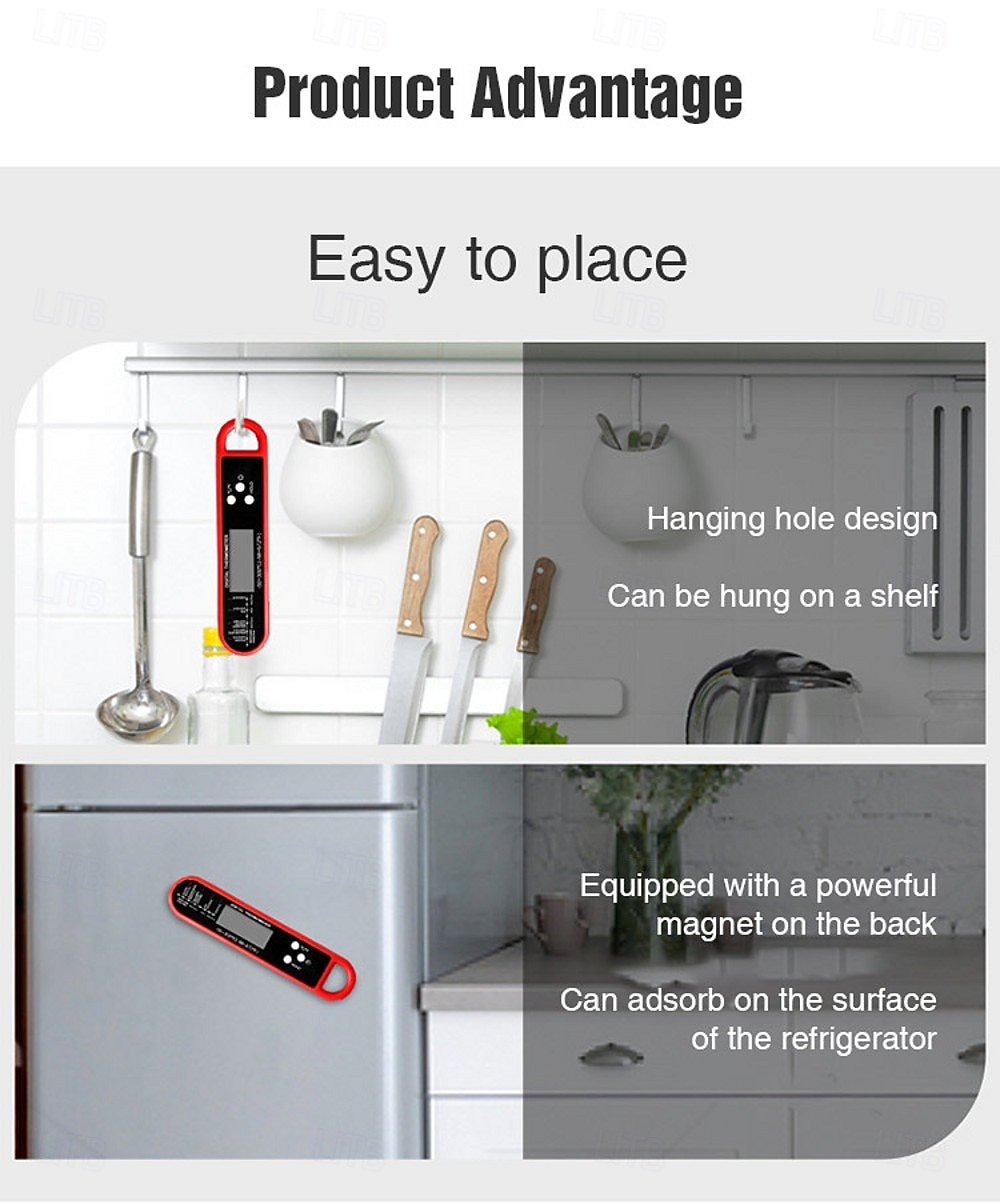 2026年 デジタルキッチン調理用食品温度計、肉、水、牛乳調理、グリル、屋外バーベキュー用、防水、瞬時に読み取れるデジタル温度センサー  コレクション – $22.99 –P5