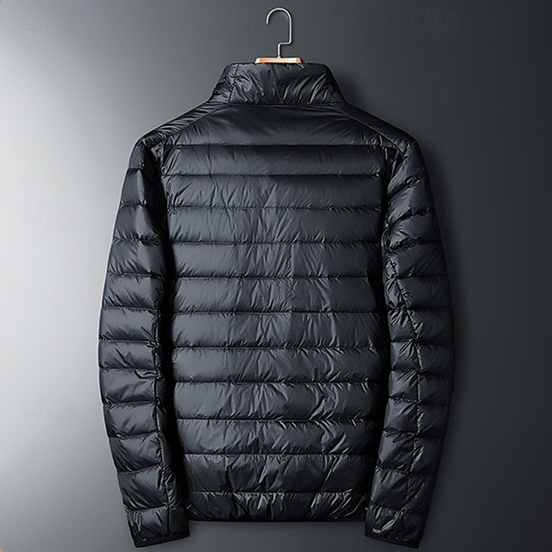 Men's Winter Coat Puffer Jacket Padded Jacket Pocket Polyster Vacation Daily Wear Date Regular Fashion Casual Comfortable Thermal Warm Fall Winter Solid / Plain Color Wine Black Royal Blue Dark Blue 2026 - $45.99 –P3