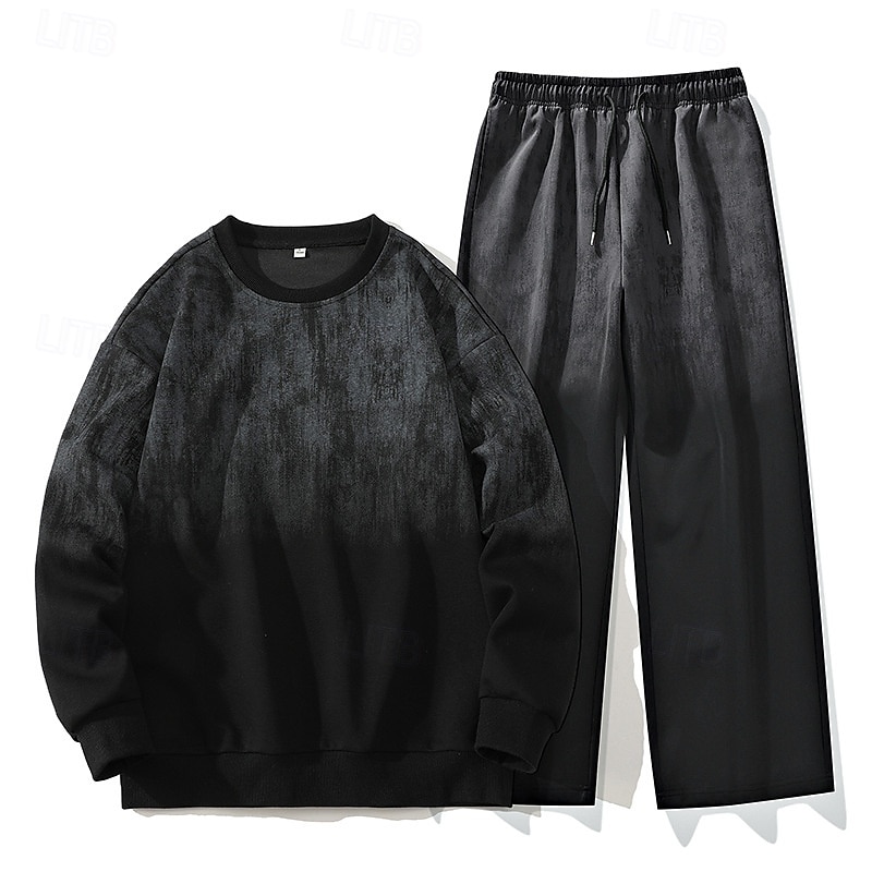 Herren Sweatshirt Trainingsanzug Outfit-Set Rundhalsausschnitt Outdoor Täglich Sport Kordelzug Tasche Druck Schwarz Weiß Rosa Polyester Sportkleidung Mode Streetwear Frühling 2025 - €59.58 –P3