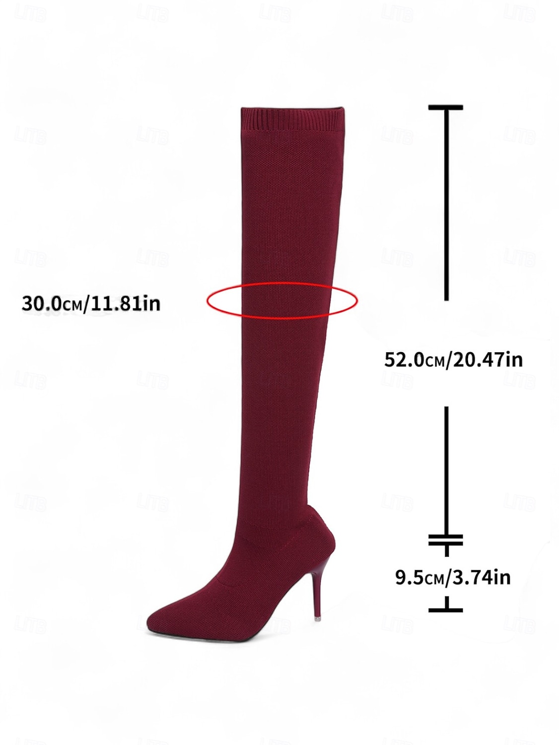 מגפי אופנתיים שחורים סריג מעל הברך עם עקב סטילטו לנשים - מגפיים אלגנטיים נמתחים עד הירכיים למסיבות ערב, מועדונים ואירועים רשמיים 2026 - $46.99 –P7