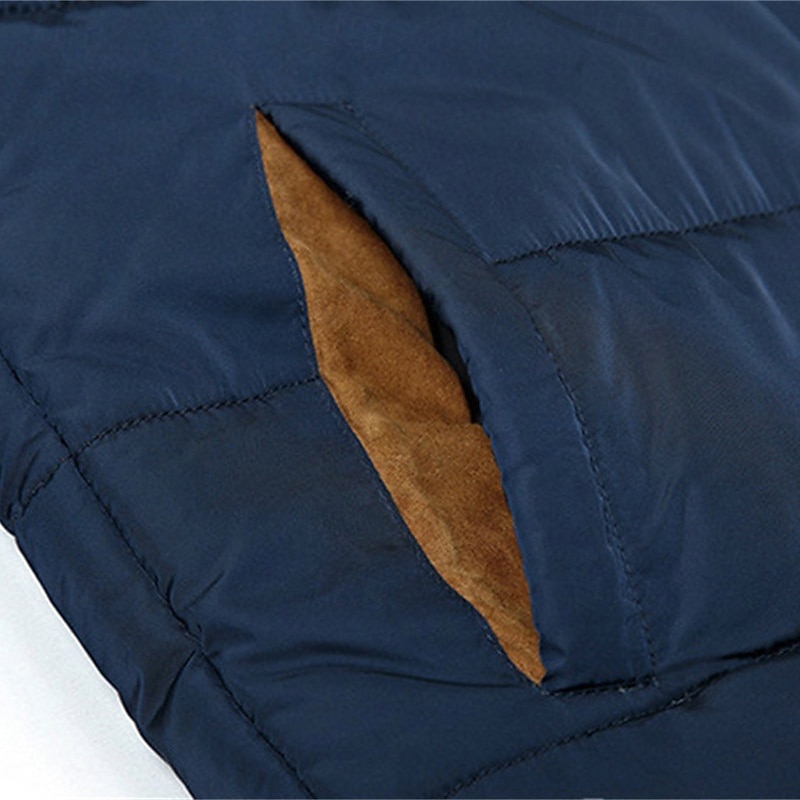 Men's Winter Jacket Fleece Jacket Casual Jacket Vacation Daily Thermal Warm Pocket Fleece Fall Winter Color Block Fashion Streetwear Hooded Regular Black Blue Jacket 2025 - $79.99 –P5
