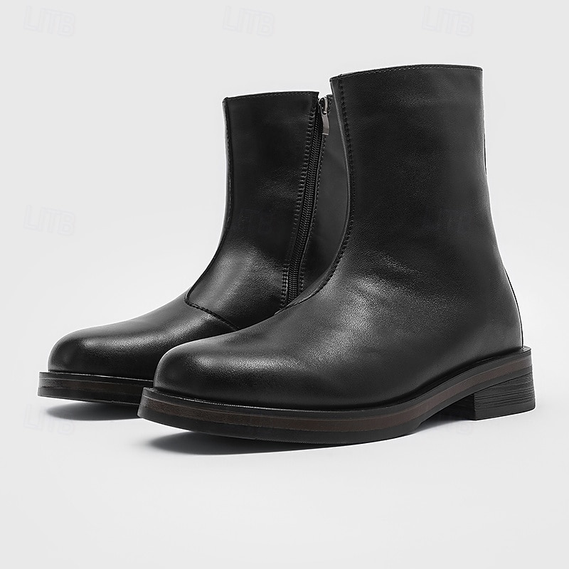 Herrenstiefeletten aus braunem Kunstleder – klassische Reißverschlussstiefel für den Winter, das Business und formelle Anlässe 2026 - $69.99 –P2