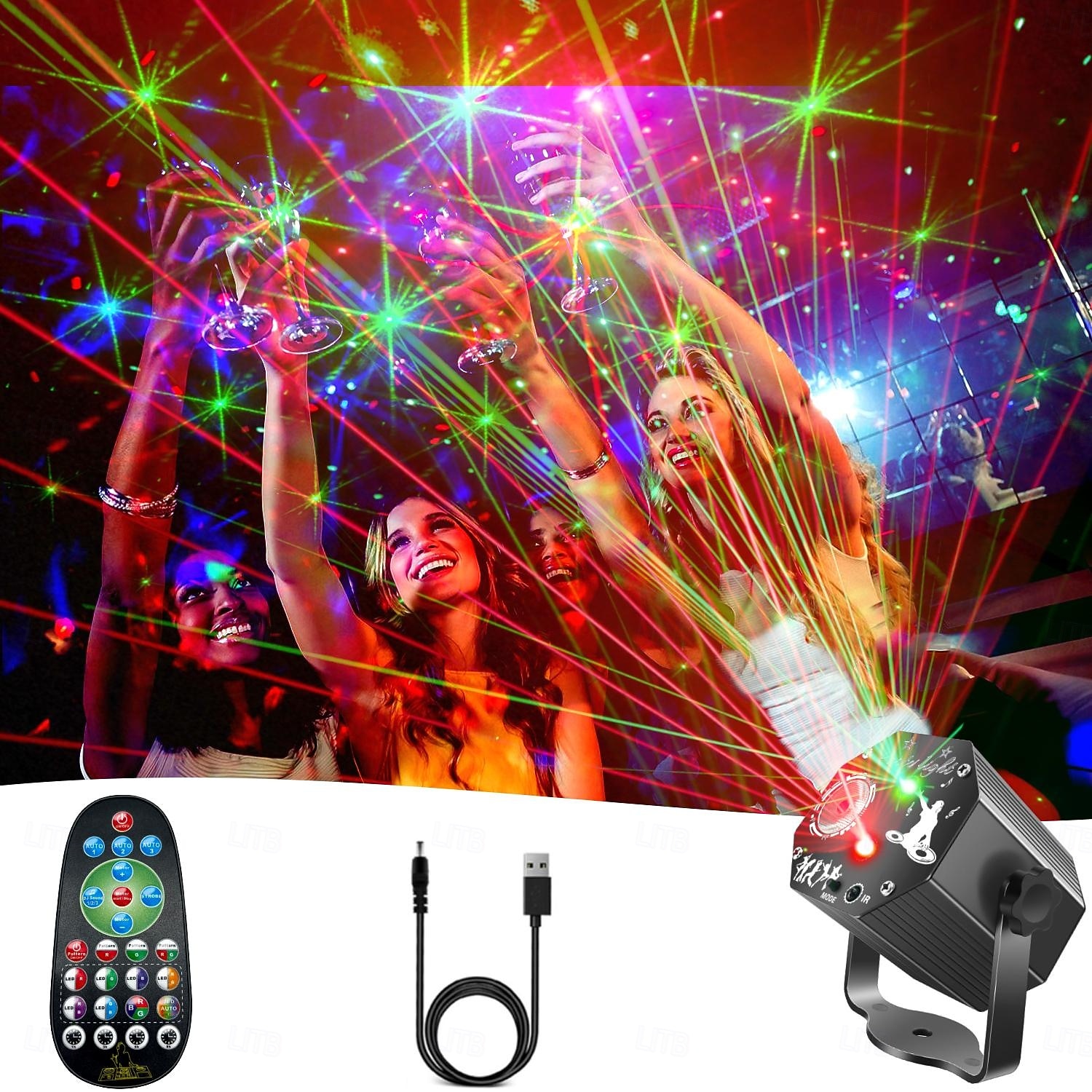 1 db kivetítő lámpa LED ünnepi éjjeli fény USB táplálású lézer kivetítő otthon beltéri kültéri fal parti díszítés 2026 - $66.99 –P4