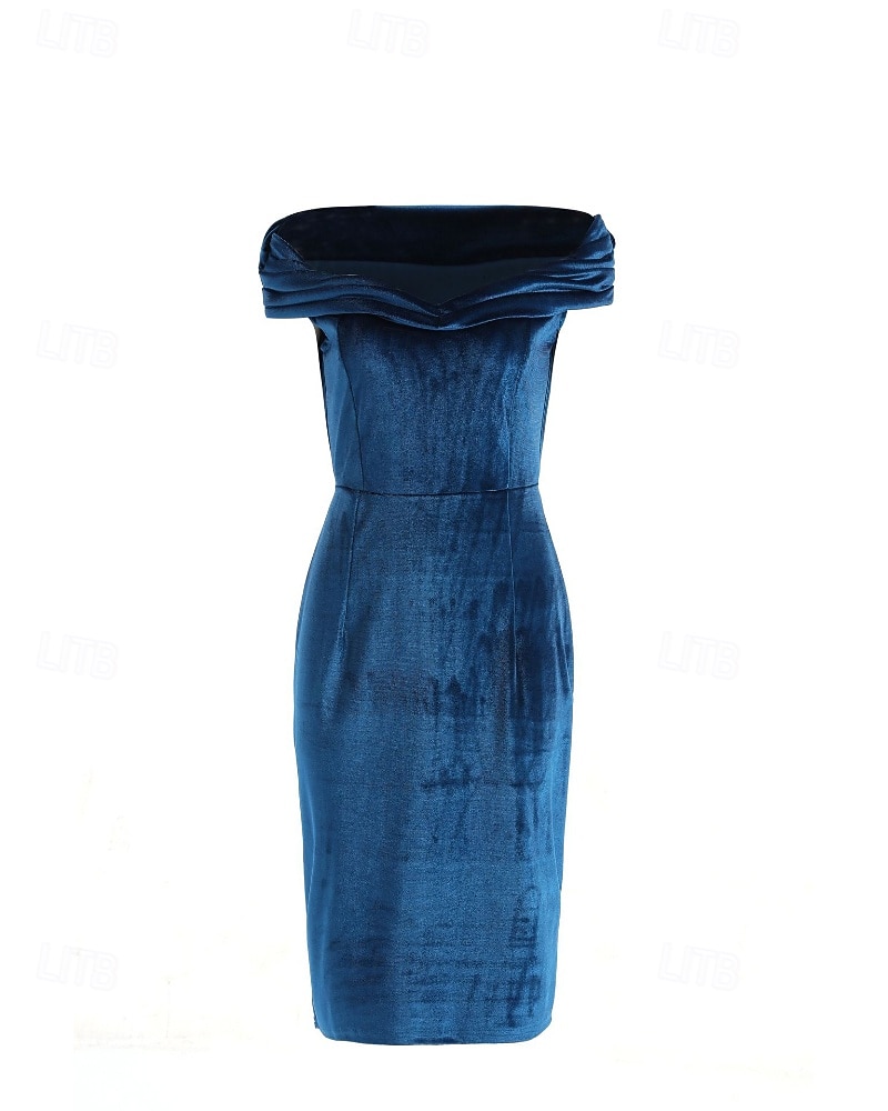 Femmes Robe Midi Robe en Velours Robe de Soirée Robe de Cocktail Robe fourreau Élégant Moderne Soirée Coupe régulière Uni Manche Courte Épaules Dénudées Noir Vin bleu marine Bleu paon Printemps de 2025 ? $26.99 –P3