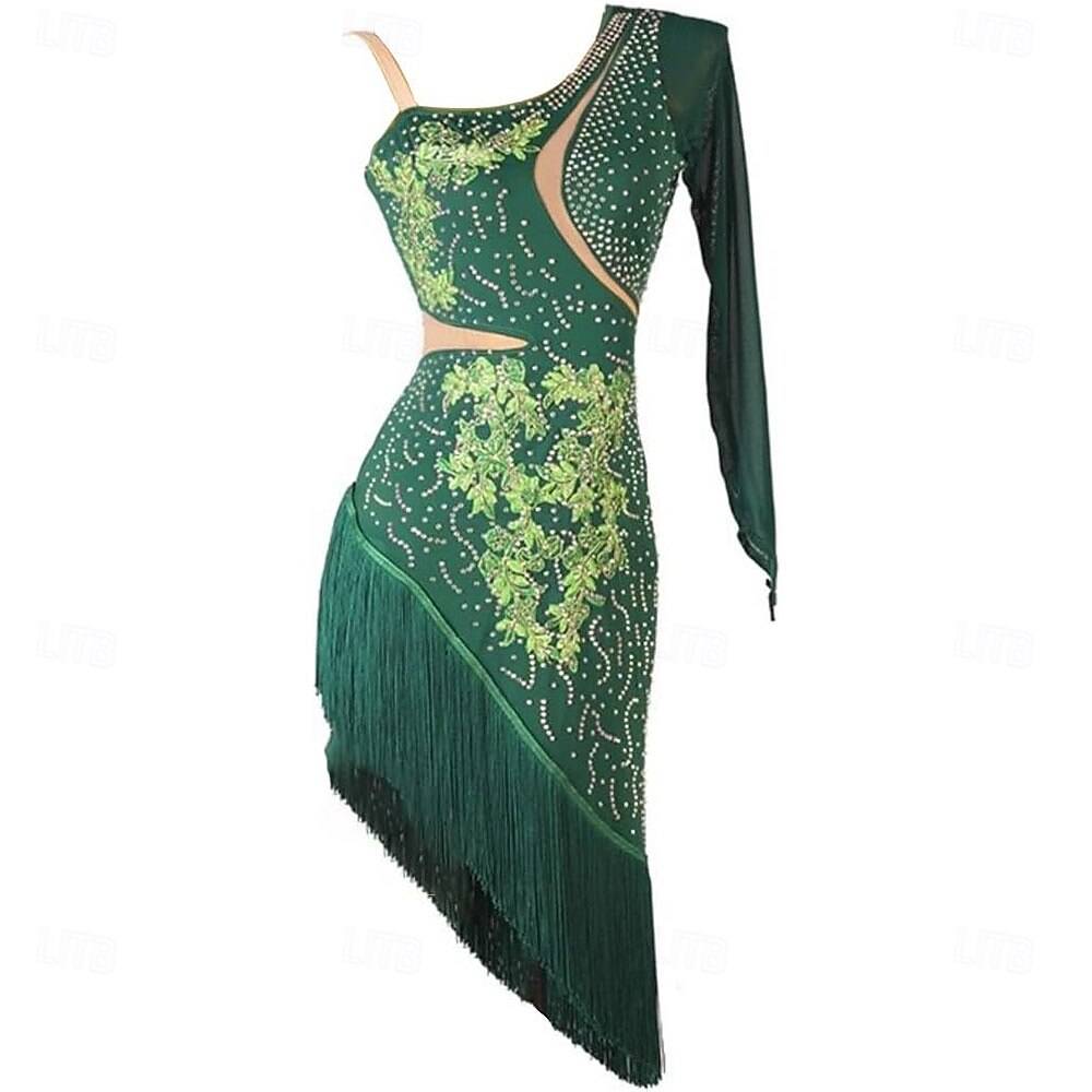 שמלות ריקודים סלוניים לטיניים לנשים גדיל סלסה רומבה צ'ה צ'ה מסיבת תחרות שמלת גדילים 2025 - $192.99 –P8