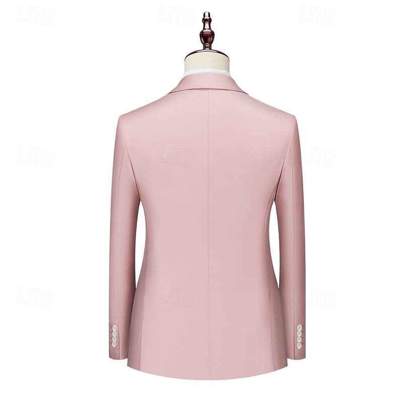Homme Blazer Affaires Cocktail Fête de mariage Mode Occasionnel Printemps Automne Polyester Uni Avec Poches Boutons Confortable Double Boutonnage veste Noir Blanche Jaune Rose Claire de 2025 ? $71.99 –P10