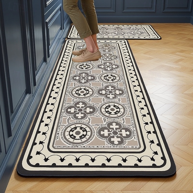 Kuchyňské běhouny, jednoduché moderní domácí kuchyňské rohožky, křemelina, savá, odolná proti olejům, rychleschnoucí, odolná proti skvrnám, snadná údržba, řezatelné, protiskluzové, koberce do vchodu, 2025 - $7.49 –P8