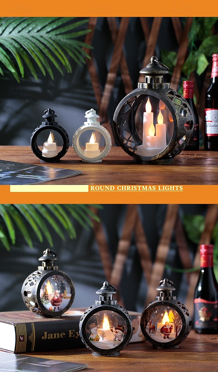 1 Pc large 23 * 17CM Christmas retro handheld light LED electronic candle light showcase desktop decoration ornament light AAA battery 2025 - CAD $12.99 –P2