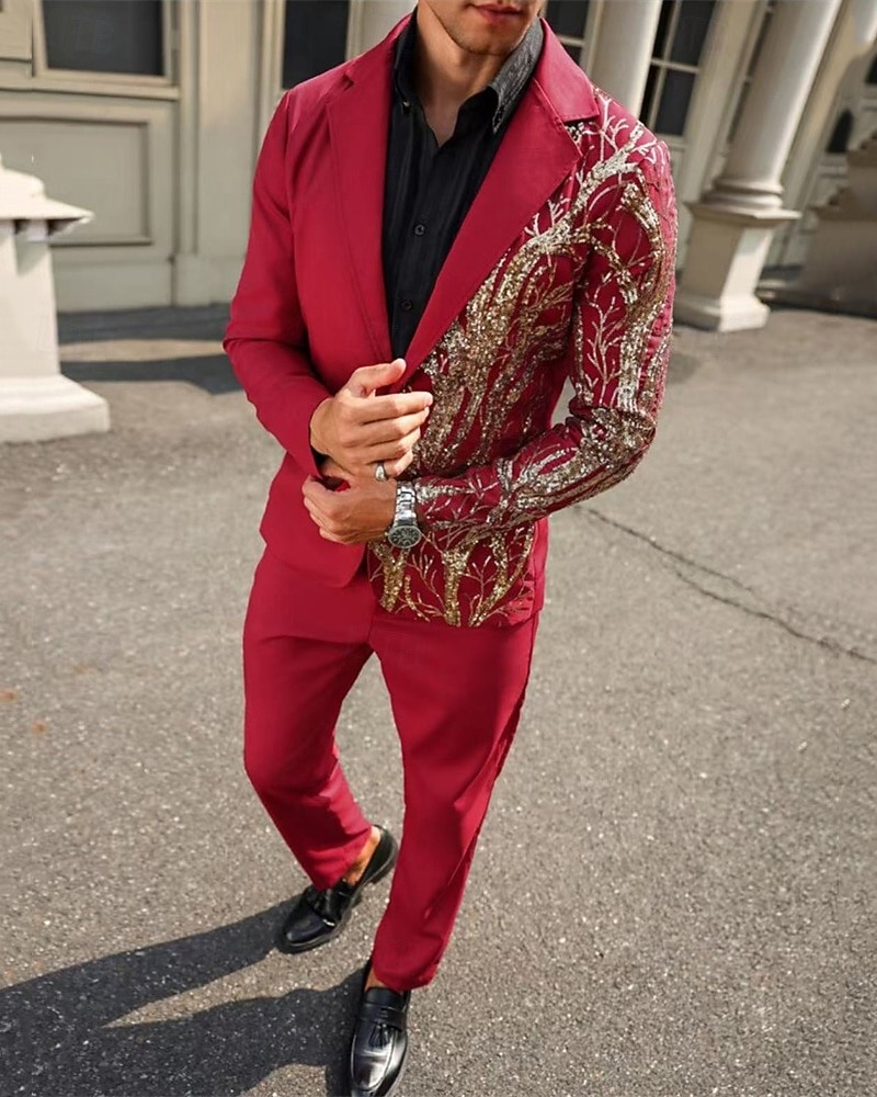 رجالي سترة الدعاوى عمل حفلة كوكتيل حفلة الزفاف 2 قطعتين موضة كاجوال الربيع الخريف بوليستر شجرة جيب Buttons مريح صدر فردي سترة رياضية أسود أبيض أحمر أزرق البحرية 2025 - $88.99 –P1