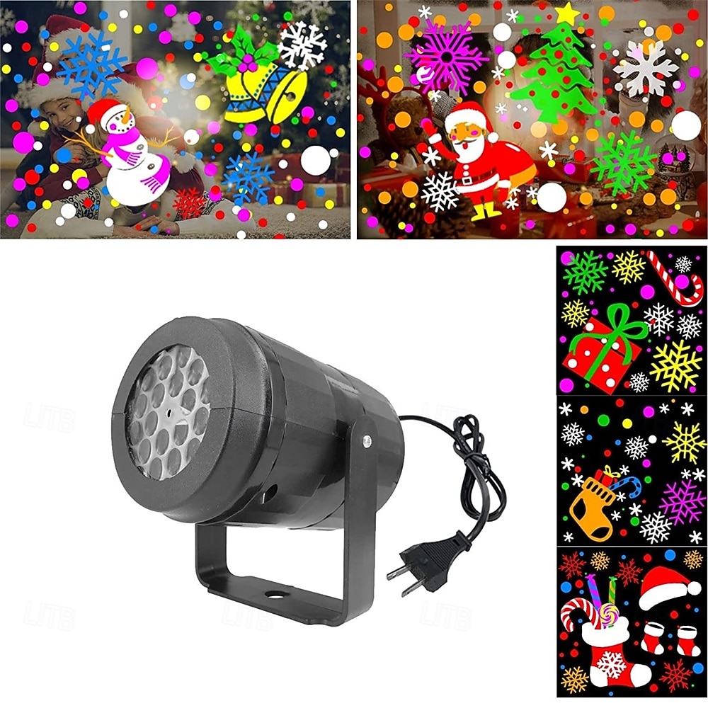 Projetor de natal com 16 padrões, decoração, iluminação interna, projetor laser de led, lâmpada de floco de neve, festa, ano novo, área externa, casa, jardim de 2026 por $17.99 –P3