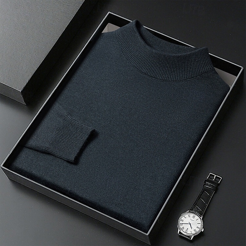 Men's Sweater Pullover Sweater Jumper Ribbed Knit Regular Tops Knitted Slim Fit Plain Turtleneck Knitwear Contemporary Casual Daily Wear Clothing Apparel Fall Camel Black M L XL 2026 - $26.99 –P11