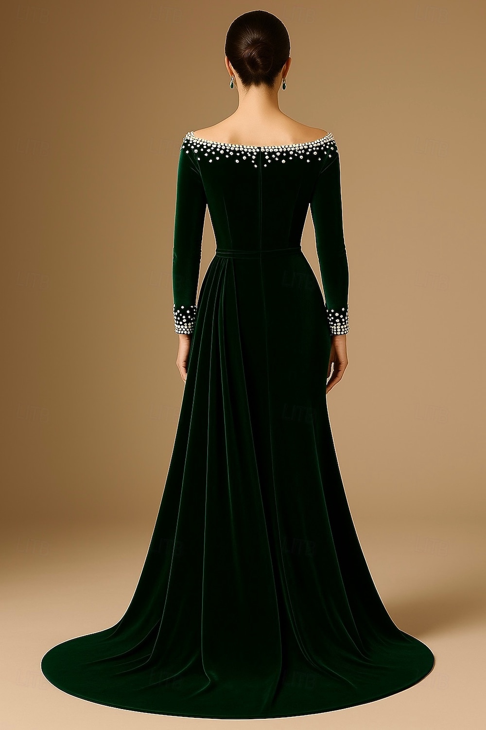 A-Line Sheath Column Sweep Brush Train Velvet Dress Vintage Dress Formal Dresses Evening Gown Ball Gown with Overskirt Elegant Glittering Celebrity Style Long Sleeve Off Shoulder Wedding Formal Velvet 2026 - $195.99 –P2