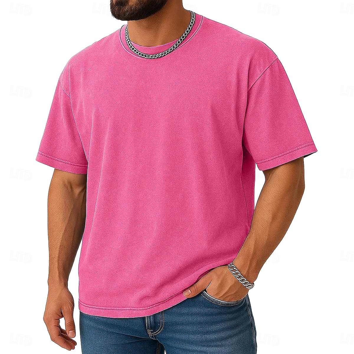 SoftFade™ Herren T-Shirt Kurzarm Rundhalsausschnitt Sommer Frühling Einfarbig Elegant Vintage Neutral Rundhalsausschnitt Verwaschen Einfarbig Lässig Zuhause Outdoor Schwarz Pink Königsblau Top Tee 2026 - $26.99 –P11
