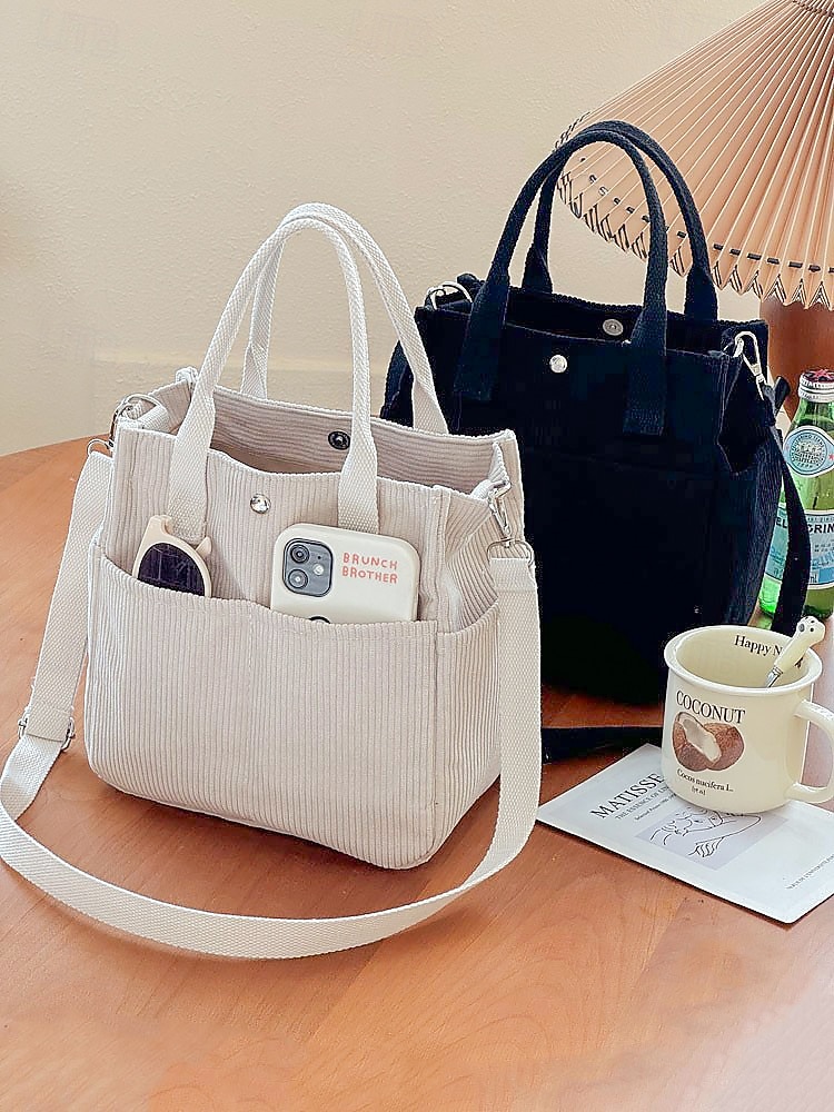 Sac fourre-tout en velours côtelé pour femme avec bandoulière – Sac à main vintage décontracté pour le travail, les voyages, le shopping et le quotidien de 2025 ? $14.99 –P6