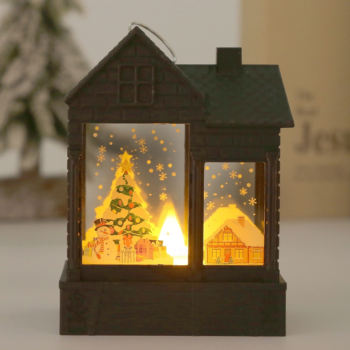 1 Pc 12.2 * 8.9CM Christmas retro small house shaped LED electronic candle night light desktop Christmas style ornament light LR1130 * 3 battery 2025 - $3.49 –P14