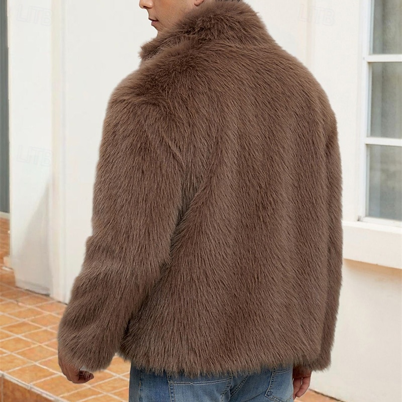 Pánské Neformální bunda Kabát z umělé kožešiny Dovolená Denní Zahřívací Plyš Podzim Zima Bez vzoru Módní Šik ven Stojáček Standardní Černá Bílá Žlutá Královská modř Velbloudí Saka 2026 - $51.99 –P13