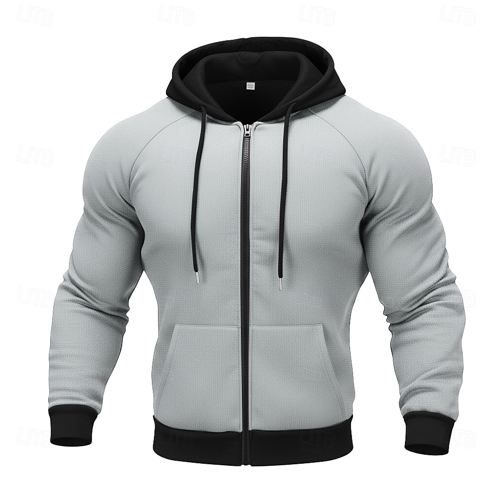 Men's Full Zip Hoodie Zip Up Hoodie Fuzzy Sherpa Fleece Hoodie Black Red Green Light Grey Dark Gray Hooded Plain Zip Up Zipper Pocket Sports & Outdoor Daily Weekend Polyester Vintage Cool Casual Fall 2026 - $28.99 –P2