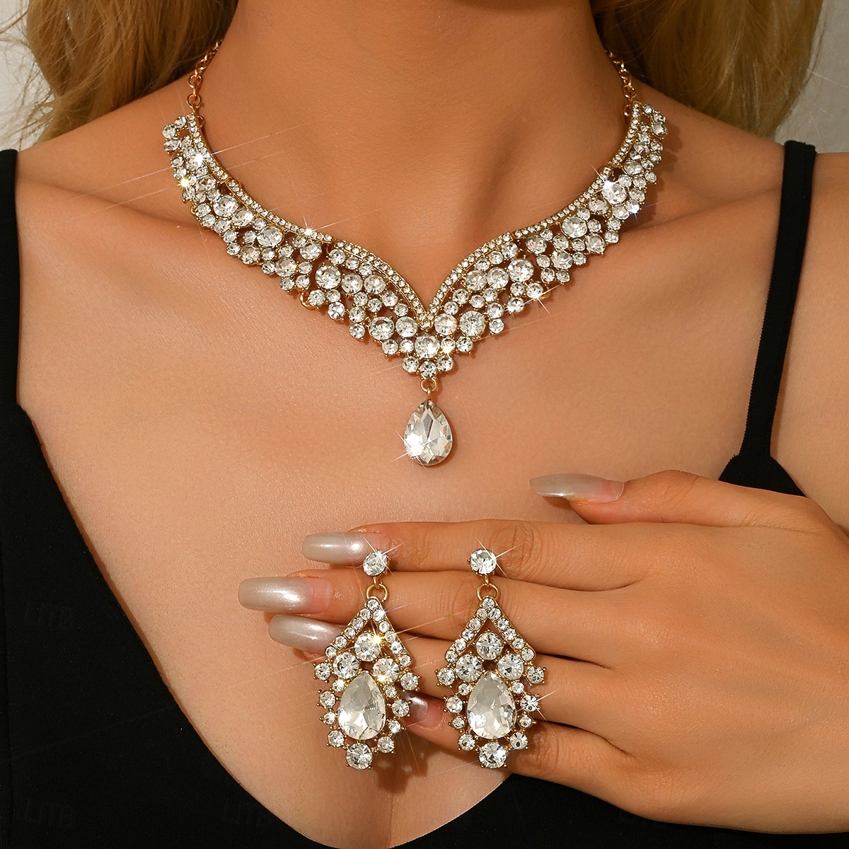 Женский комплект из фиолетового ожерелья и серег со стразами — блестящие винтажные украшения для вечеринок в стиле Гэтсби, бальных танцев и официальных вечеров 2026 - $11.99 –P6