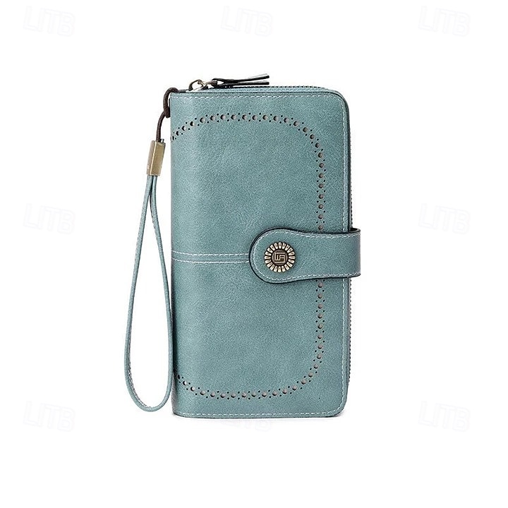 rfid antimagnetisk lång plånbok för kvinnor med dragkedja i läder med stor kapacitet, snygg kreditkortshållare med bifold-organisatör, modern handväska för dagligt bruk 2026 - $25.99 –P16