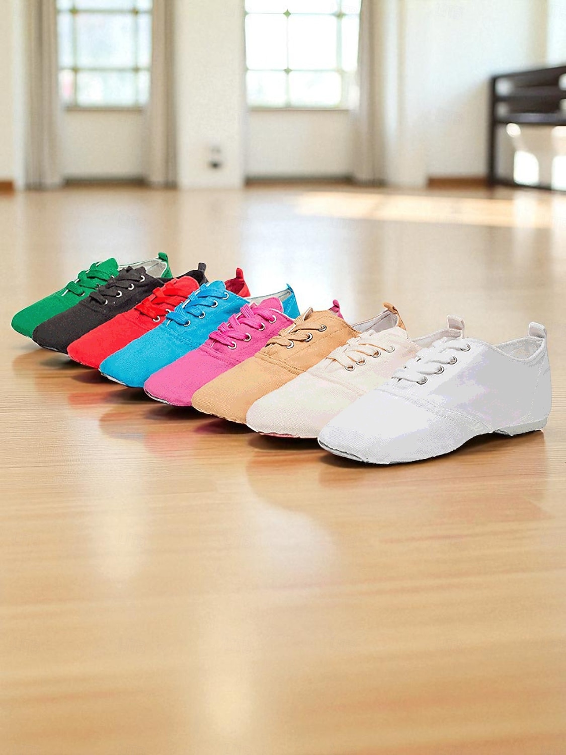 Women's Green Canvas Lace-Up Jazz Shoes - Lightweight Soft Sole Dance Sneakers for Practice and Stage Performance 2026 - $14.99 –P1