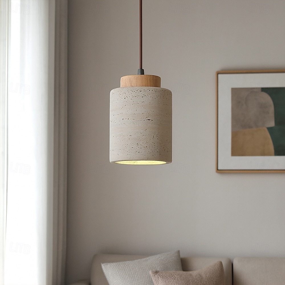 lampada a sospensione in pietra naturale nordica cilindro piccolo metà secolo moderno appeso 85-265v del 2025 a $67.99 –P15