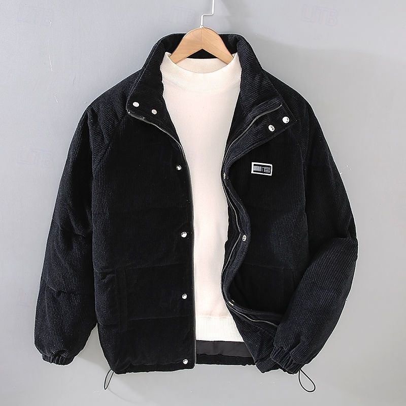 Bărbați Palton de iarnă Geacă puffer Buzunar Poliester Vacanță Purtare Zilnică Dată Regulat Modă Casual Comfortabil Termic cald Toamnă Iarnă Culoare solidă / simplă Negru Kaki Gri Jachetă puf 2026 - $53.99 –P2