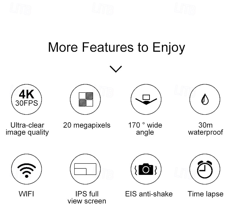 Cameră sport impermeabilă de înaltă definiție 4k cu ecran dublu pentru ciclism, scufundări și fotografie aeriană, aparat de înregistrare foto și video integrat cu conectivitate mobilă wifi și 2026 - $76.99 –P2