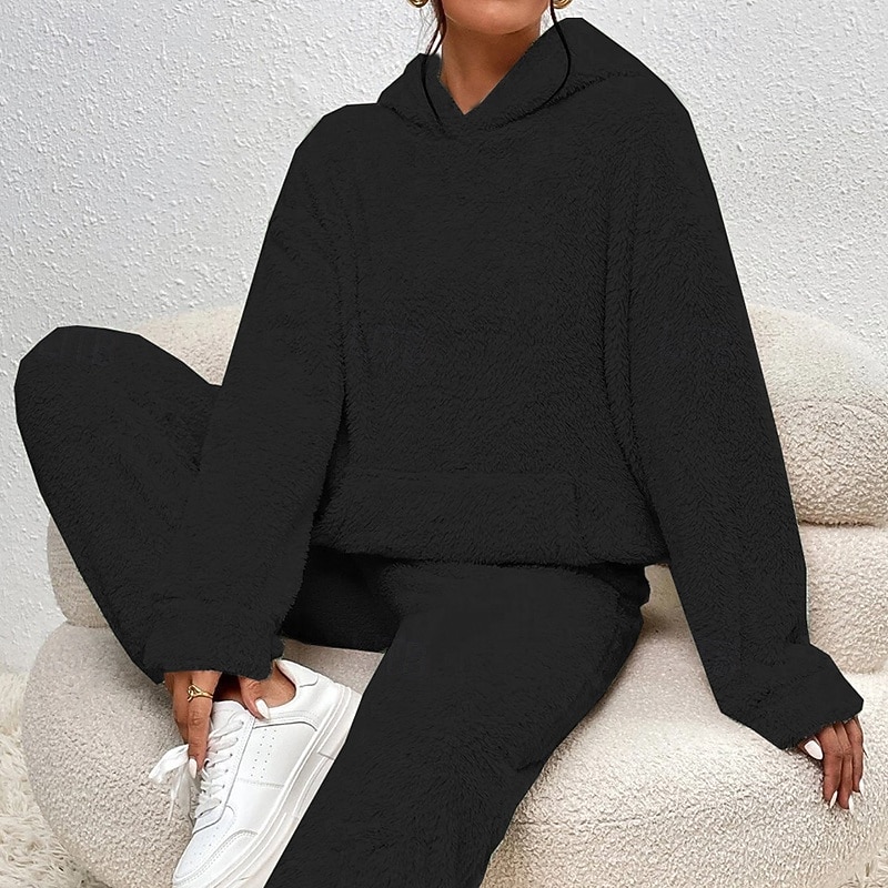 نسائي بدلة رياضية من قطعتين هودي صالة مجموعات بدلات رياضية لون سادة أطقم ملابس رياضية خريف & شتاء أسود أبيض الصالة الرياضية الخارج ركض كم طويل رياضة ألبسة رياضية مرن نسبياً عادي 2026 - $42.99 –P18