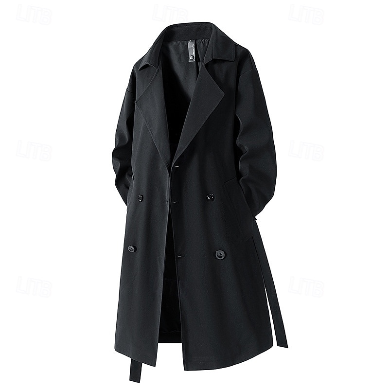 Per uomo Cappotto Trench Trench lungo Vacanza Quotidiano Primavera Autunno Poliestere Antivento Capispalla Abbigliamento Moda Classico Semplice Tasca Bavero Doppiopetto del 2026 a $68.99 –P6